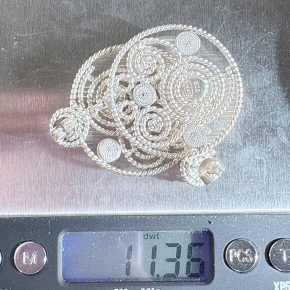 VTG Sterling Silver 925 Filigree Spiral Circle Dangle Earrings Size 2" Length - Picture 9 of 9